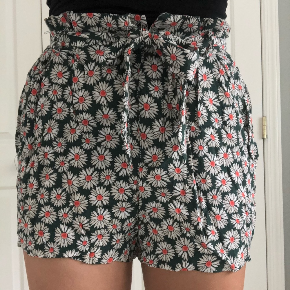 Zara Floral High Waisted Shorts